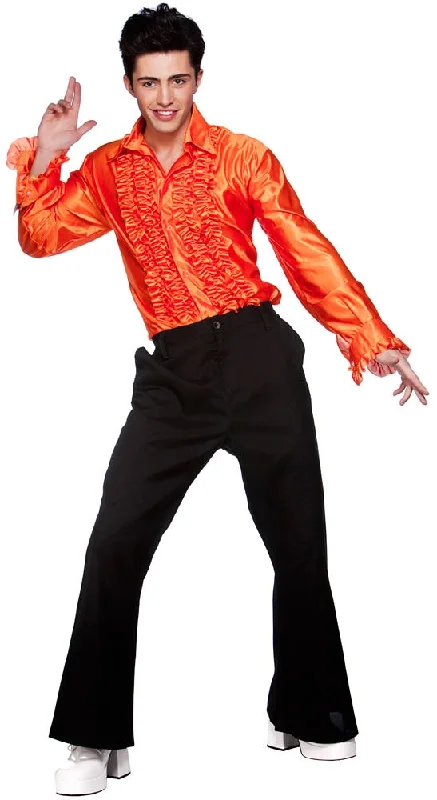 Men's Disco Ruffle Shirt 70s Saturday Night Fever Costume-- Iron Safe Non-Iron Wrinkle Free