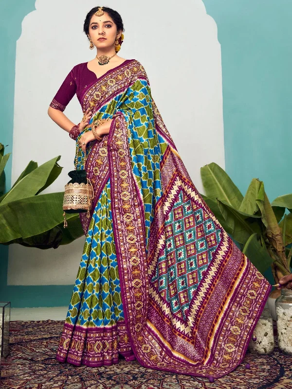 Saree Mall Women's Tussar  Olive Printed Designer Saree With Blouse Piece-NRAYNI1007 Loose Oversized Blouse