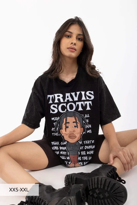 Travis Scott Faded Oversized T-shirt-- Terry Blend Velvet Blend Canvas Blend