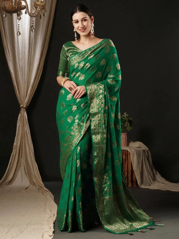Saree Mall Women's Georgette Teal Green Woven Design Designer Saree With Blouse Piece-ARIES01A Floral Print Blouse