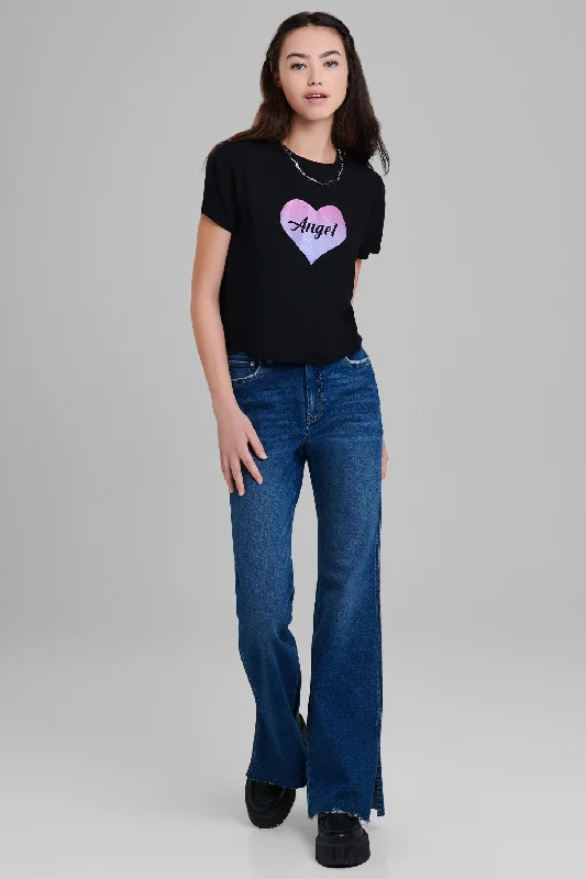 T-shirt imprimé - Femme-- Collared Crew Neck Turtle Neck