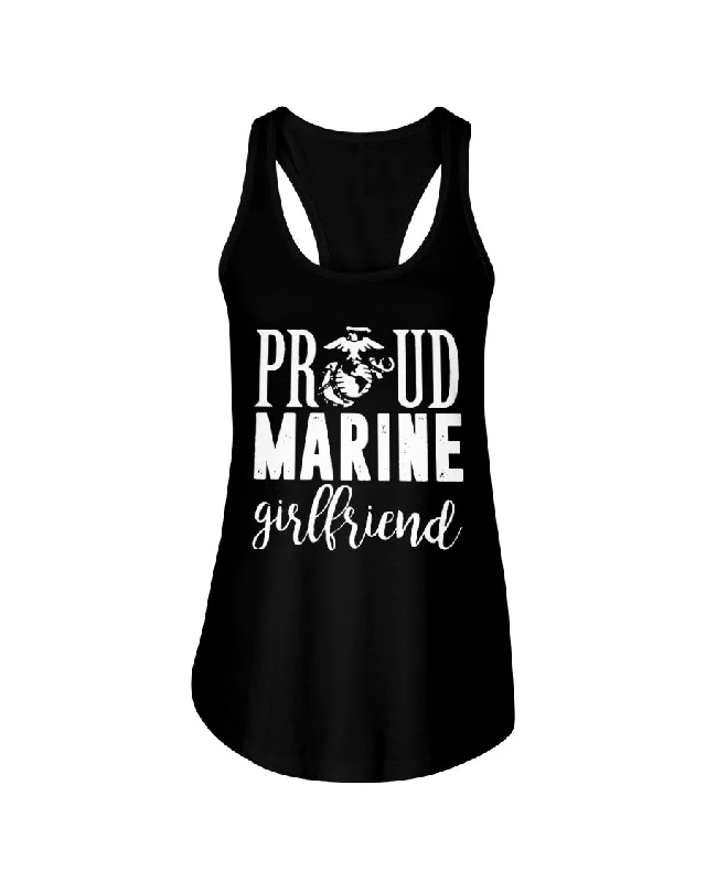 Proud Marine Girlfriend Eagle T-shirts-- Mesh Blend Leather Blend Suede Blend