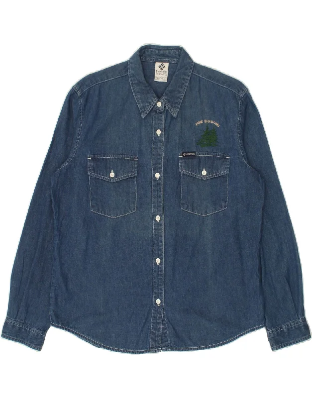 COLUMBIA Womens Denim Shirt UK 16 Large Blue Cotton-- Fashionable Trendy Casual
