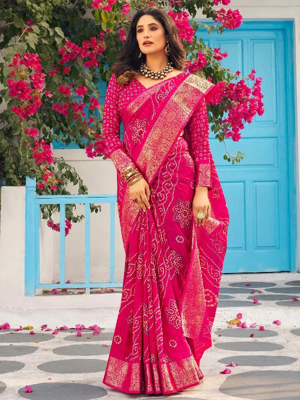 Saree Mall Women's Muga  Pink Printed Designer Saree With Blouse Piece-DIPIKA8111 Short Sleeve Blouse