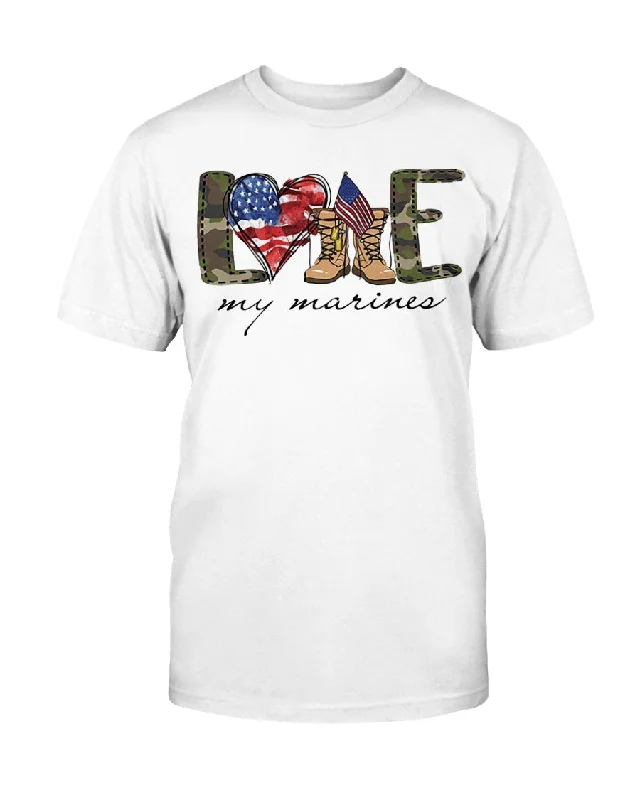 Marine Family Love Symbol Plural T-shirts-- Silk Blend Satin Velvet