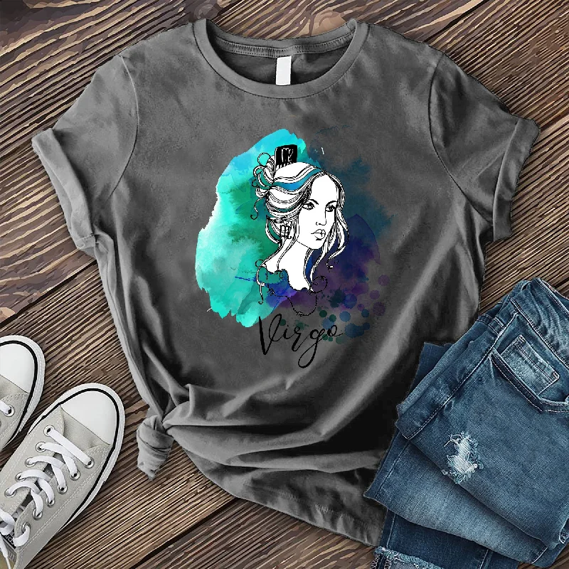 Watercolor Virgo Woman T-shirt-- Spandex Blend Rayon Blend Denim Blend