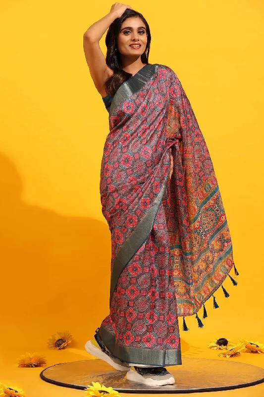 Banarasi Kota Silk Woven Saree With Unstitched Blouse Piece Sheer Sleeve Blouse