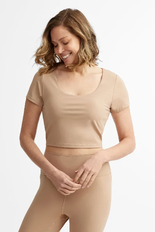 T-shirt moulant avec coussinets amovibles  - Femme-- Anti-Shrink Durable Soft