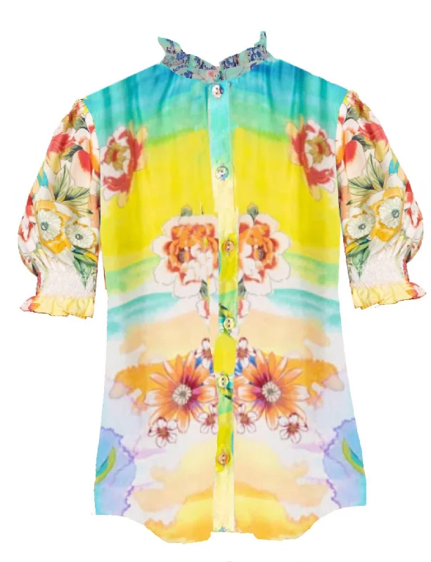 Women's Tiedyer Leila Top Blouse In Multi Soft Pastel Blouse