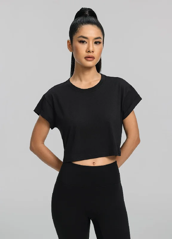 Cropped Cotton T-Shirt-- Cotton Fabric Linen Fabric Terry Fabric