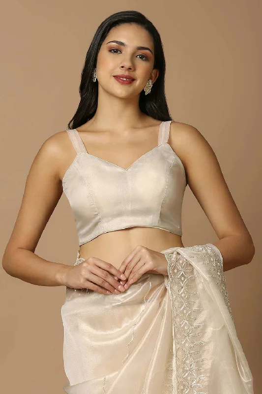 White Silk Sleeveless Padded Blouse Sleeveless Summer Blouse