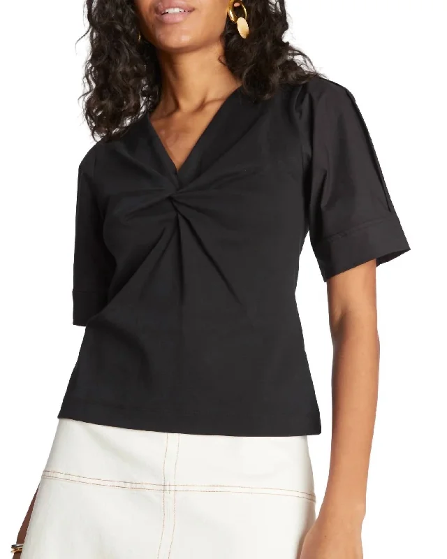 Blouse Ronelle Twist Front Top In Black Feminine Pastel Blouse