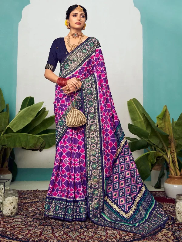 Saree Mall Women's Tussar  Purple Printed Designer Saree With Blouse Piece-NRAYNI1005 Smart Business Blouse