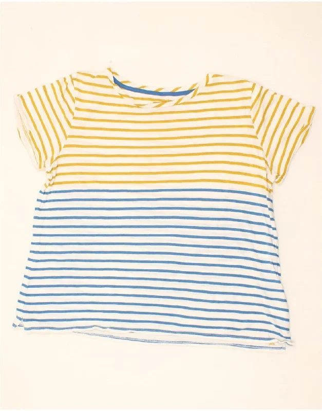 JOULES Womens T-Shirt Top UK 18 XL Blue Striped Cotton-- Denim Fabric Leather Fabric Suede Fabric