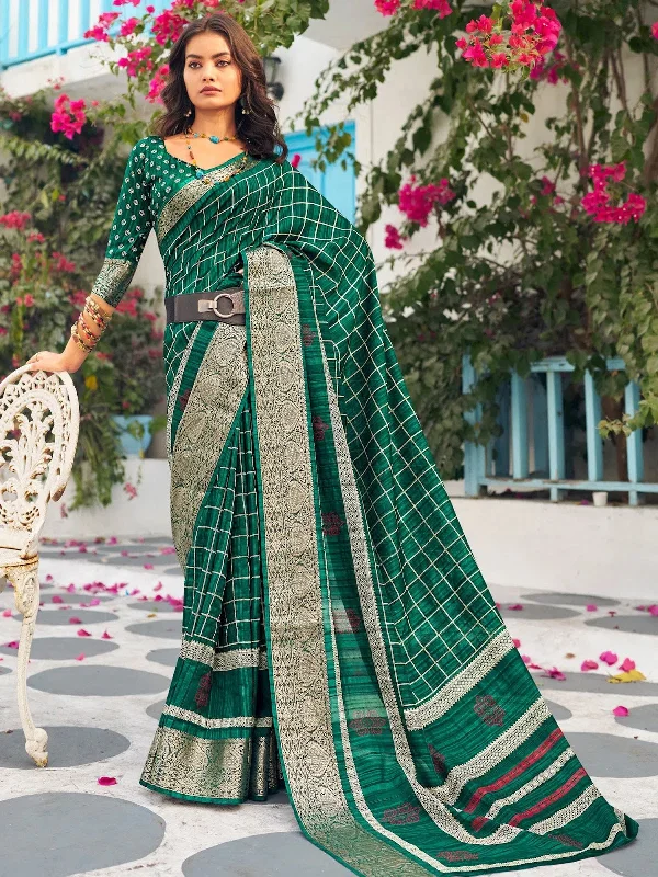 Saree Mall Women's Muga  Green Printed Designer Saree With Blouse Piece-DIPIKA8115 Office-Ready Blouse