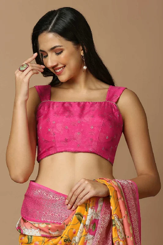 Pink Silk Sleeveless Padded Blouse Elegant Silk Blouse