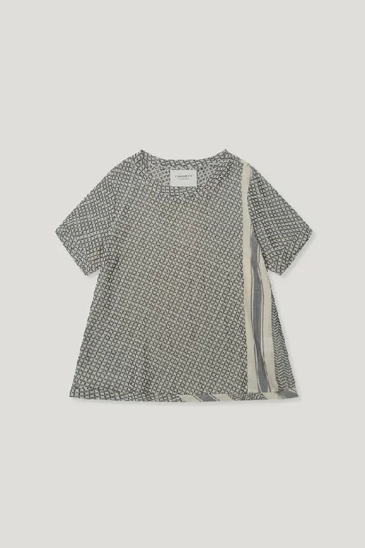 Summery Copenhagen Shirt O Short Sleeve - Ecru & Black-- Terry Blend Velvet Blend Canvas Blend