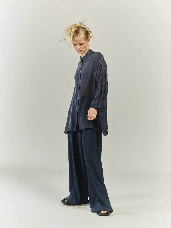 FEBRUARY SHIRT - SILK - MARINE-- Print Jacquard Patchwork