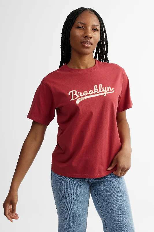 T-shirt col rond coupe surdimensionnée en coton - Femme-- Elegant Classic Vintage