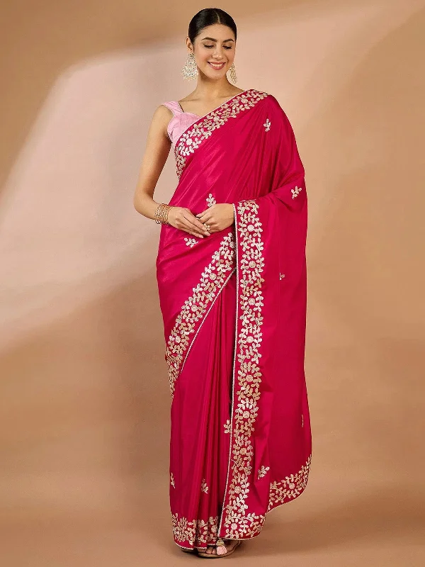 Saree Mall Women's Crepe Pink Embellished Designer Saree With Blouse Piece-SRENIK2083A Side Tie Blouse