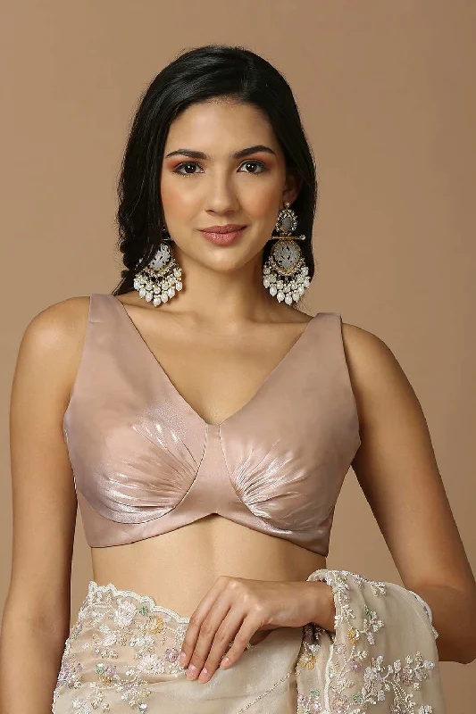 Beige Silk Sleeveless Padded Blouse Versatile Layering Blouse