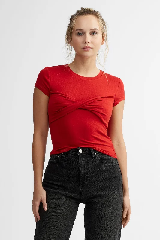 T-shirt torsadé coupe ajustée - Femme-- Chenille Blend Fleece Blend Nylon Blend