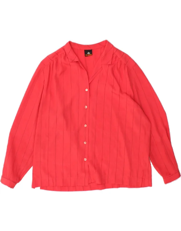 ELENA MIRO Womens Shirt Blouse UK 16 Large  Pink Striped-- Wool Fabric Cashmere Fabric Tweed Fabric