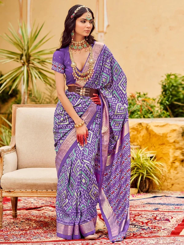Saree Mall Women's Tussar  Lavendar Printed Designer Saree With Blouse Piece-SITARMN2005 Subtle Shimmer Blouse