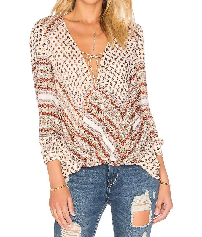 Drape Front Top Blouse In Multi Everyday Stylish Blouse