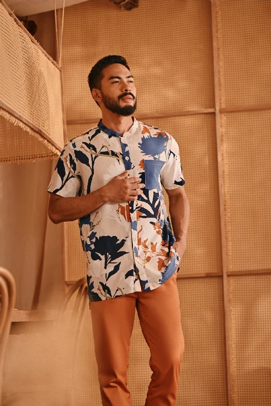 The Nest Men Oriental Shirt - Flourish-- Anti-Shrink Durable Soft