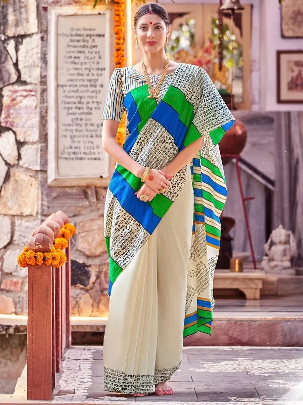 Saree Mall Women's Bhagalpuri  Cream Printed Designer Saree With Blouse Piece-30WOM30903 Soft Modal Blouse