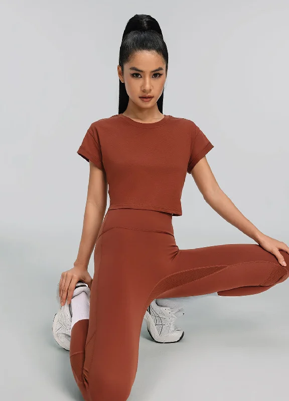 Cropped Cotton T-Shirt-- Nylon Fabric Polyester Fabric Spandex Fabric