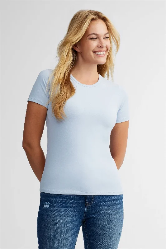 T-shirt col rond coton - Femme-- Solid Print Embellished