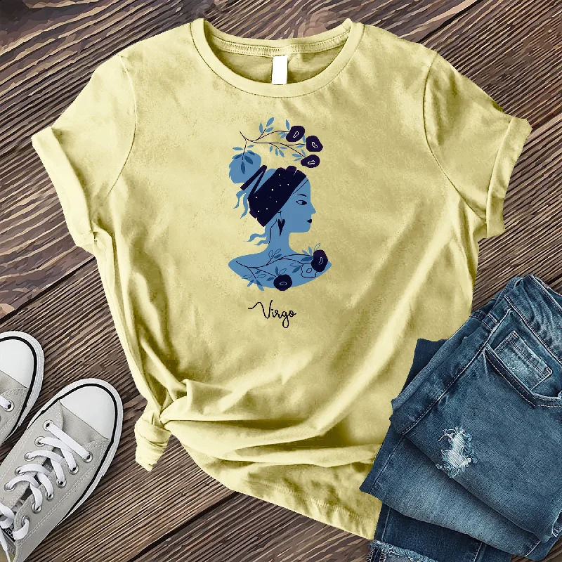 Blue Simple Virgo T-shirt-- Satin Blend Silk Blend Wool Blend