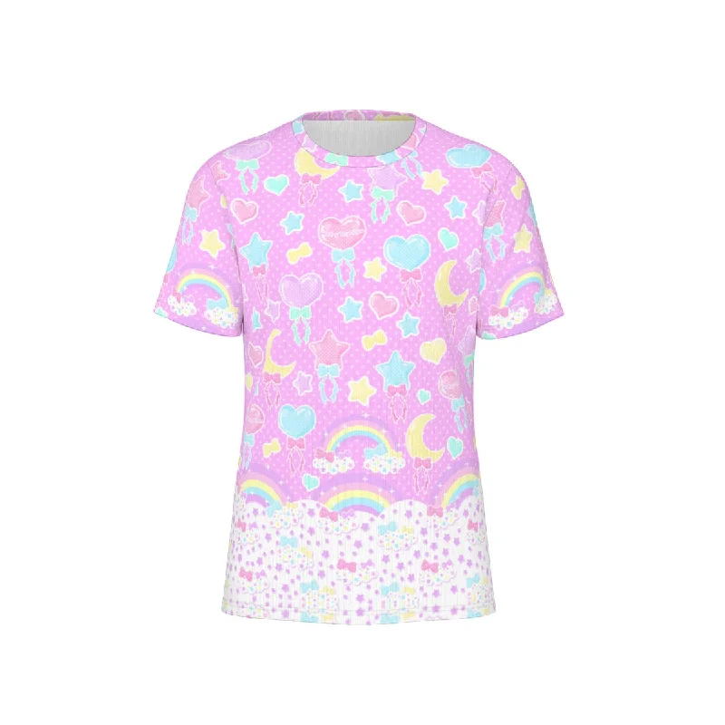 Pastel Party Unisex Cotton T-Shirt (Pink)-- Silk Blend Satin Velvet