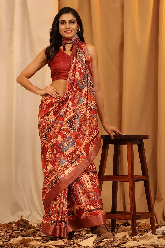 Banarasi Kota Silk Woven Saree With Unstitched Blouse Piece Collared Satin Blouse