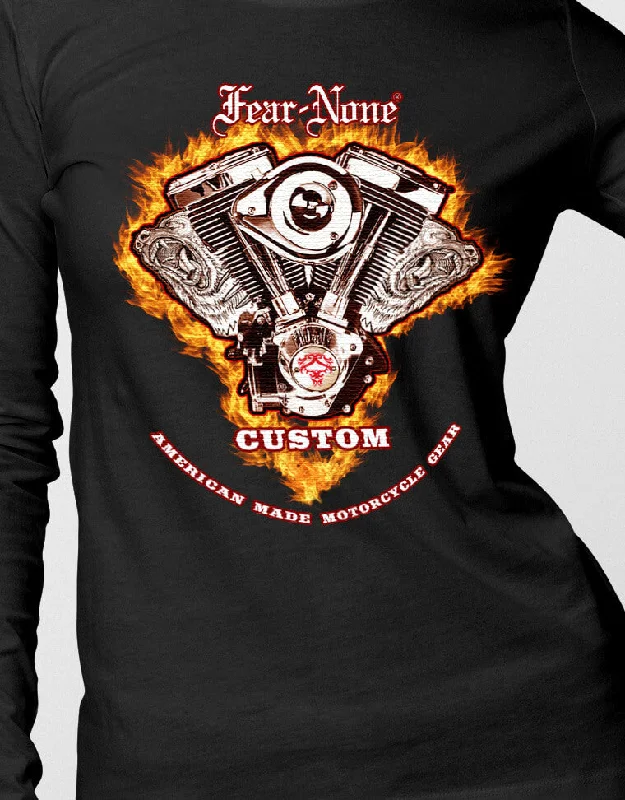 Womens Long Sleeve Fire-ENGINE Rider Shirt (Plain Back)-- Satin Blend Silk Blend Wool Blend