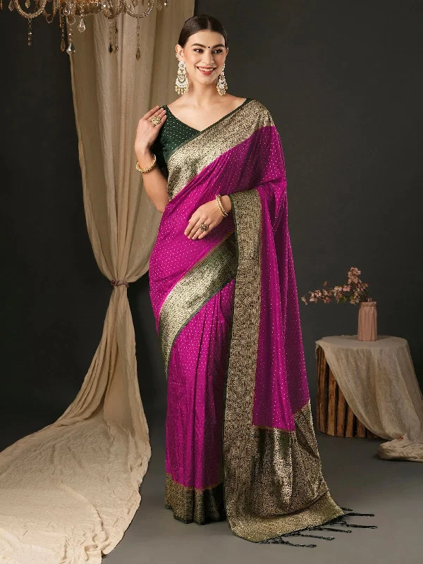Saree Mall Women's  Blend Pink Woven Design Designer Saree With Blouse Piece-YARYA308 Romantic Lace Blouse