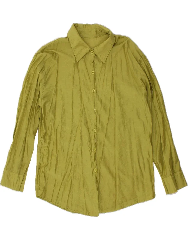 VINTAGE Womens Shirt UK 16 Large Green-- Striped Floral Plaid