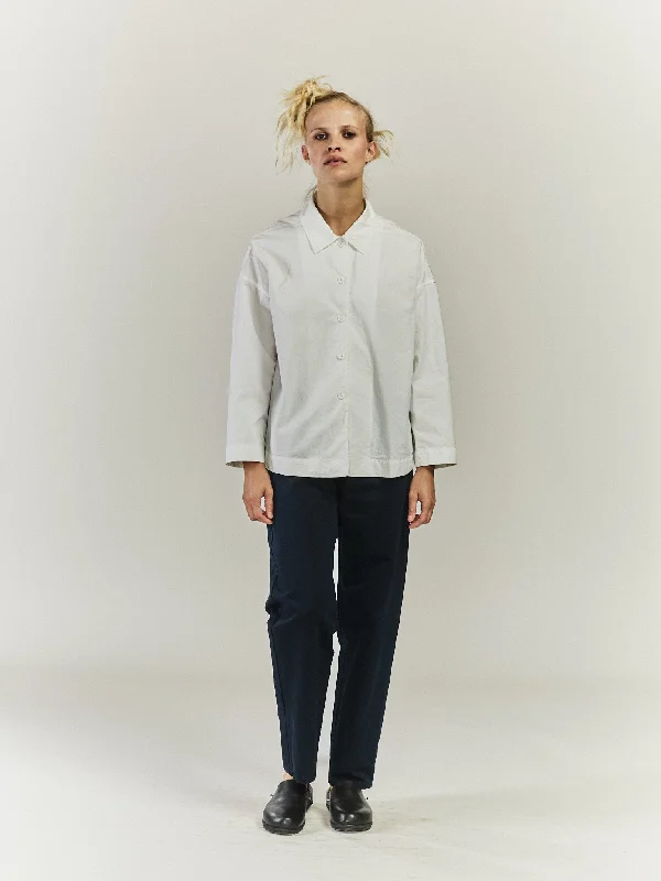 JULIETTE SHIRT - SOLID - WHITE-- Lace Blend Ribbed Blend Corduroy Blend