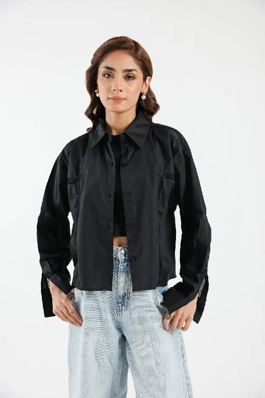 SHIRT (E1731/108/901)-- Notch Collar Peter Pan Collar Cowl Neck