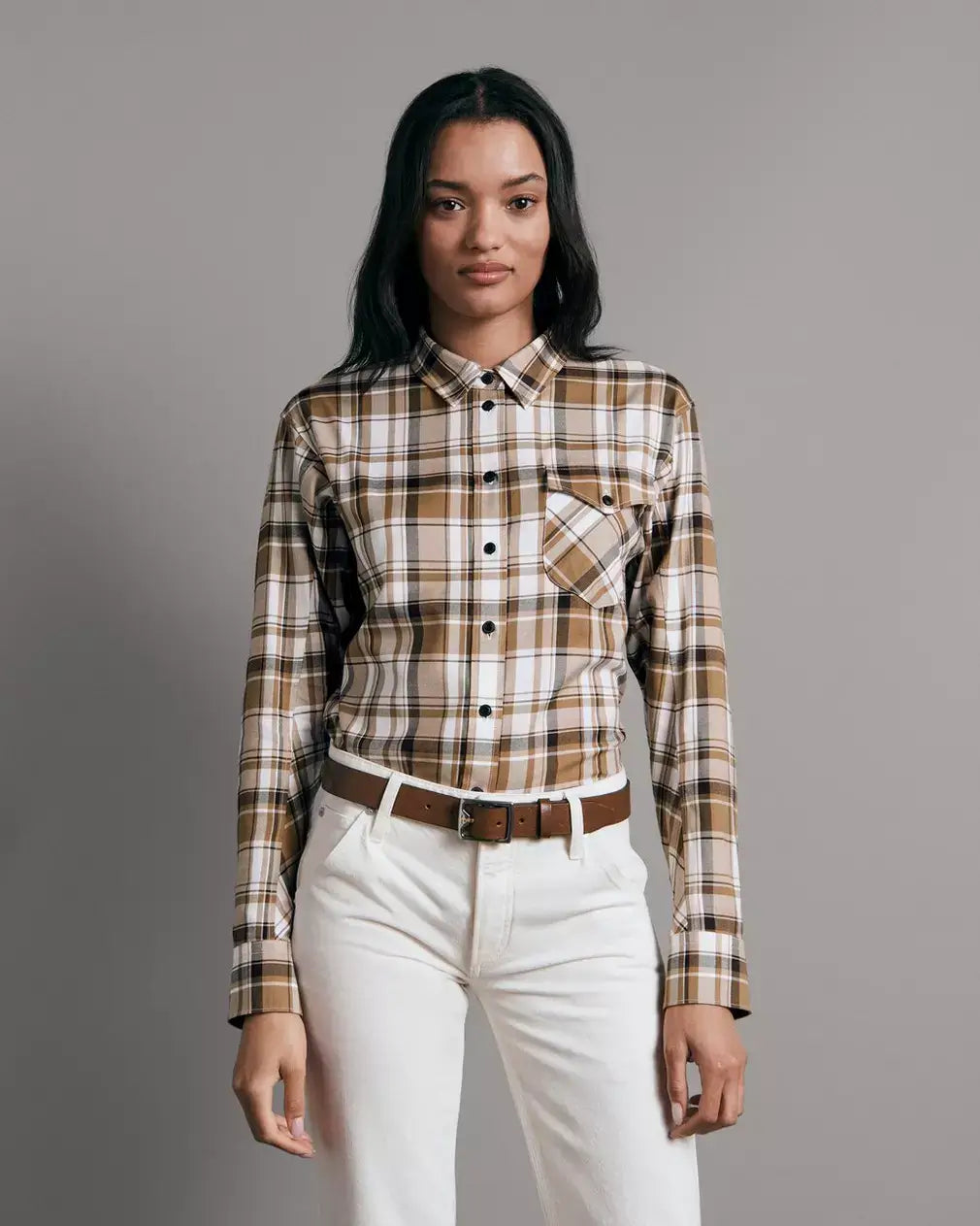 Rag & Bone - Jonah Plaid Shirt in Brown Plaid-- Ribbed Striped Patterned
