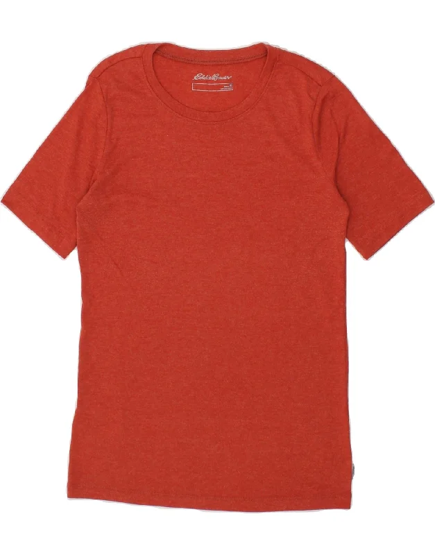 EDDIE BAUER Womens T-Shirt Top UK 12 Medium Orange Cotton-- Cozy Warm Stylish