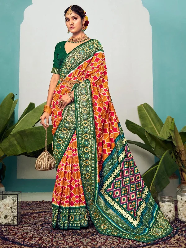 Saree Mall Women's Tussar  Orange Printed Designer Saree With Blouse Piece-NRAYNI1001 Peter Pan Collar Blouse