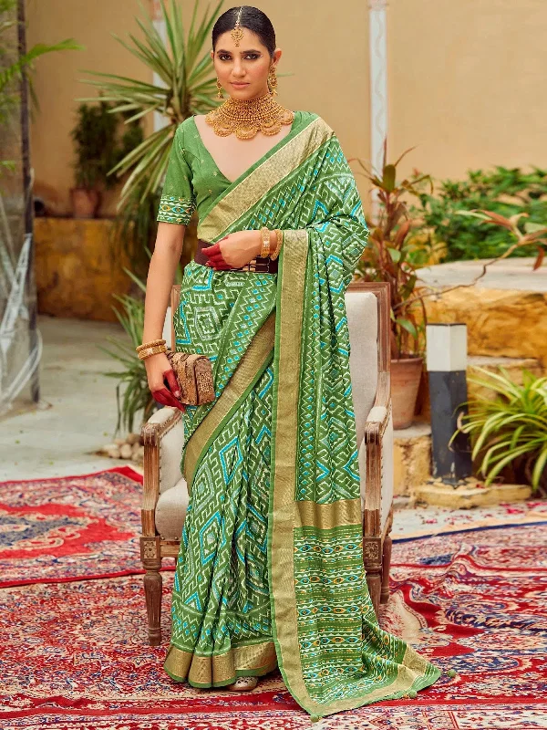 Saree Mall Women's Tussar  Light Green Printed Designer Saree With Blouse Piece-SITARMN2009 Soft Pastel Blouse