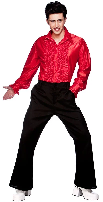 Mens 70s Disco Ruffle Saturday Night Fever Shirt Costume-- Machine Wash Dry Clean Hand Wash