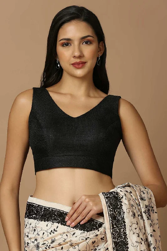 Black Silk Sleeveless Padded Blouse Casual Relaxed Blouse