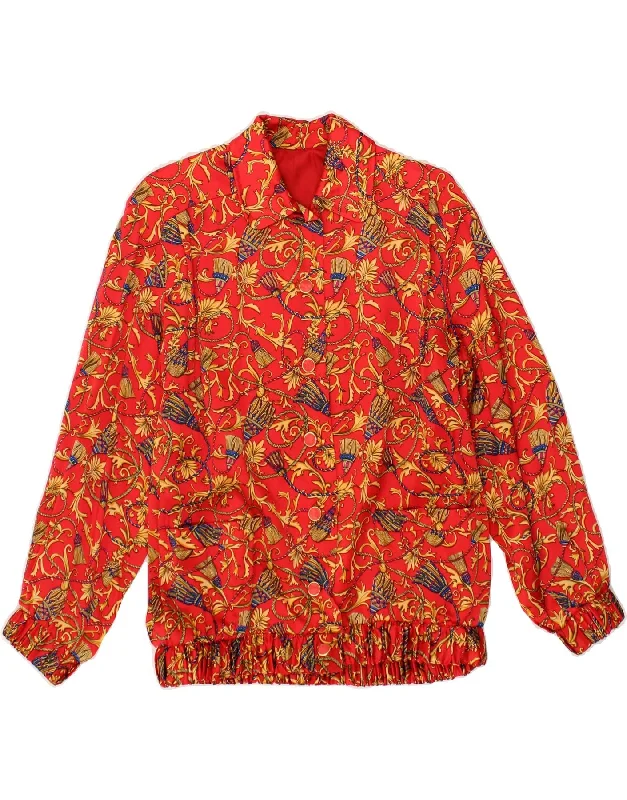 VINTAGE Womens Graphic Shirt Blouse UK 16 Large Red-- Solid Color Striped Floral
