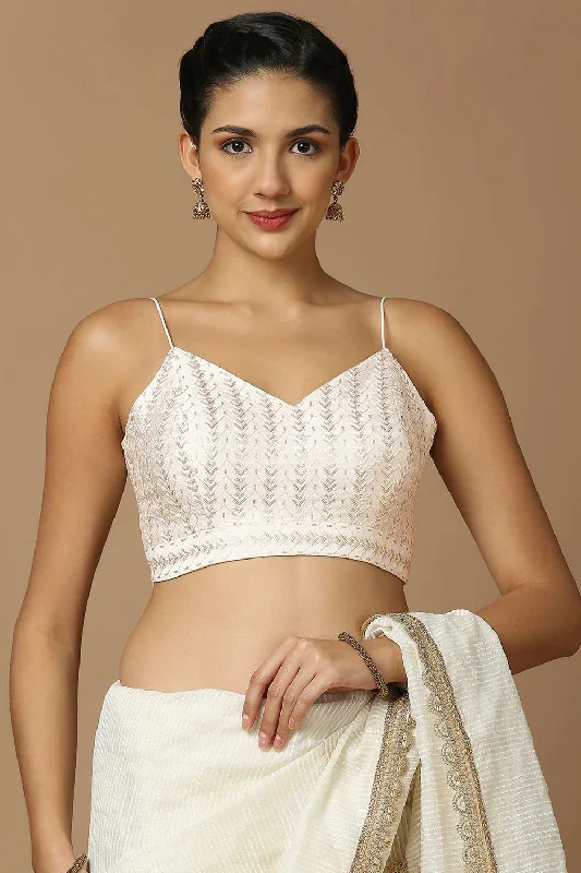 White Silk Sleeveless Padded Blouse Semi-Sheer Blouse