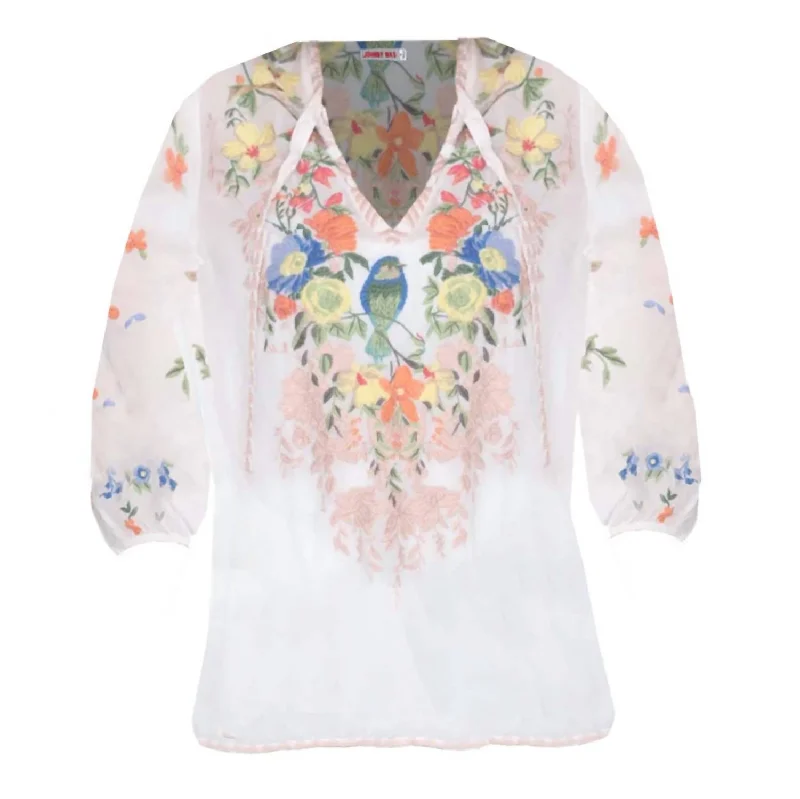 Women's Taifa Blouse In White/multi Modern Work Blouse